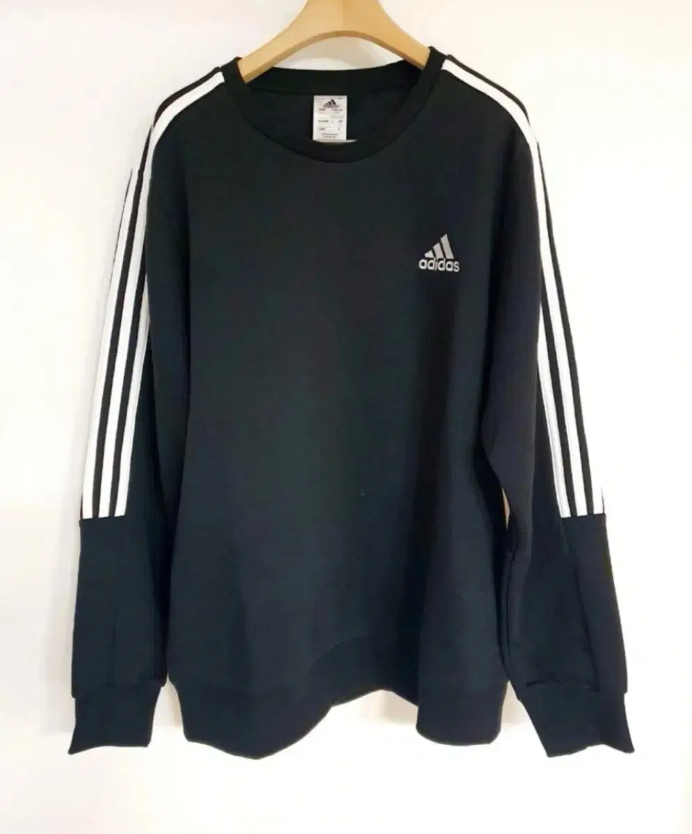 아디다스 adidas 삼선 약기모 맨투맨 티셔츠-블랙(XL,2XL